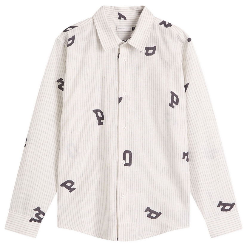 Сорочка Pop Trading Company Pop Trading Company Letters Striped Shirt, Size Large білий | POPSS25-03-007