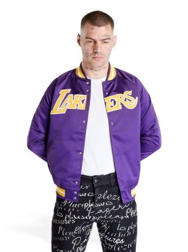 Куртка бомбер Mitchell & Ness NBA Lightweight Satin Jacket Lakers Фіолетовий | STJKMG18013-LAL.PURP