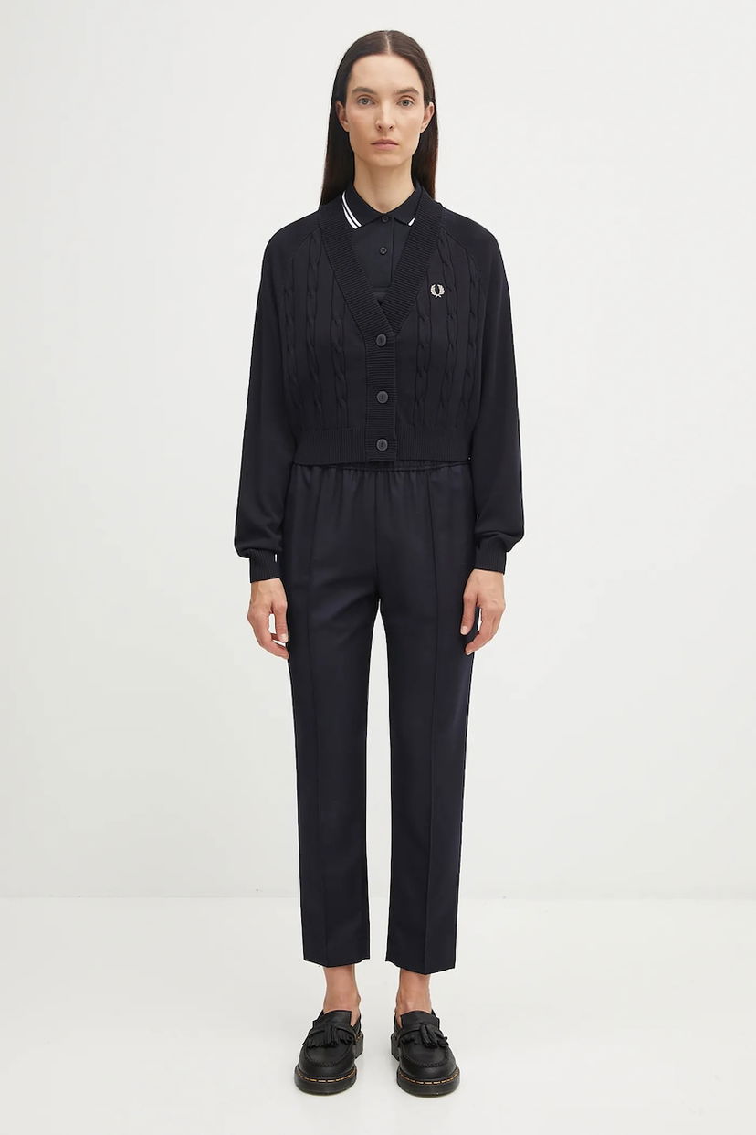 Cветр Fred Perry Fred Perry Cable Knit Cropped Cardigan чорний | K1105