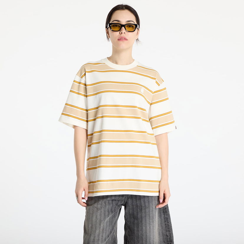 Футболка BAPE A BATHING APE One Point Strip Relaxed Fit T-Shirt бежевий | 001CSL301305MIVY