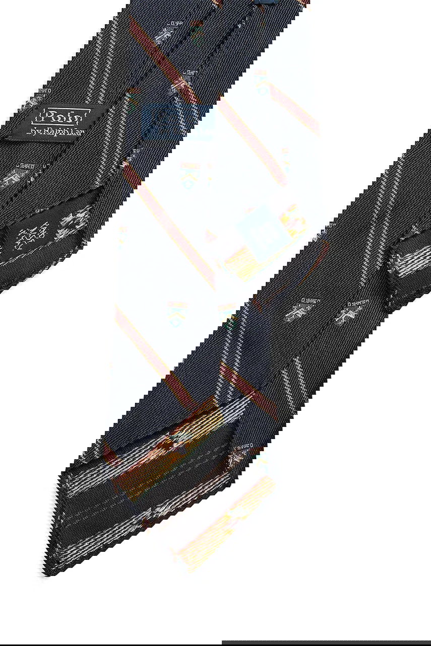 Аксесуари Polo by Ralph Lauren Polo Ralph Lauren Silk Tie with Crest and Stripe Pattern Різнокольоровий | 712971857, 1