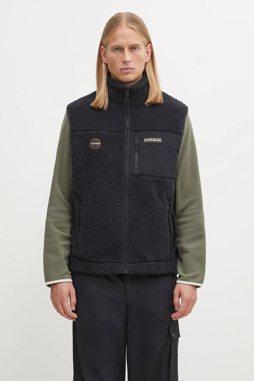 Жилет Napapijri Yupik V High-Neck Sherpa Fleece Vest чорний | NP0A4HZK0411