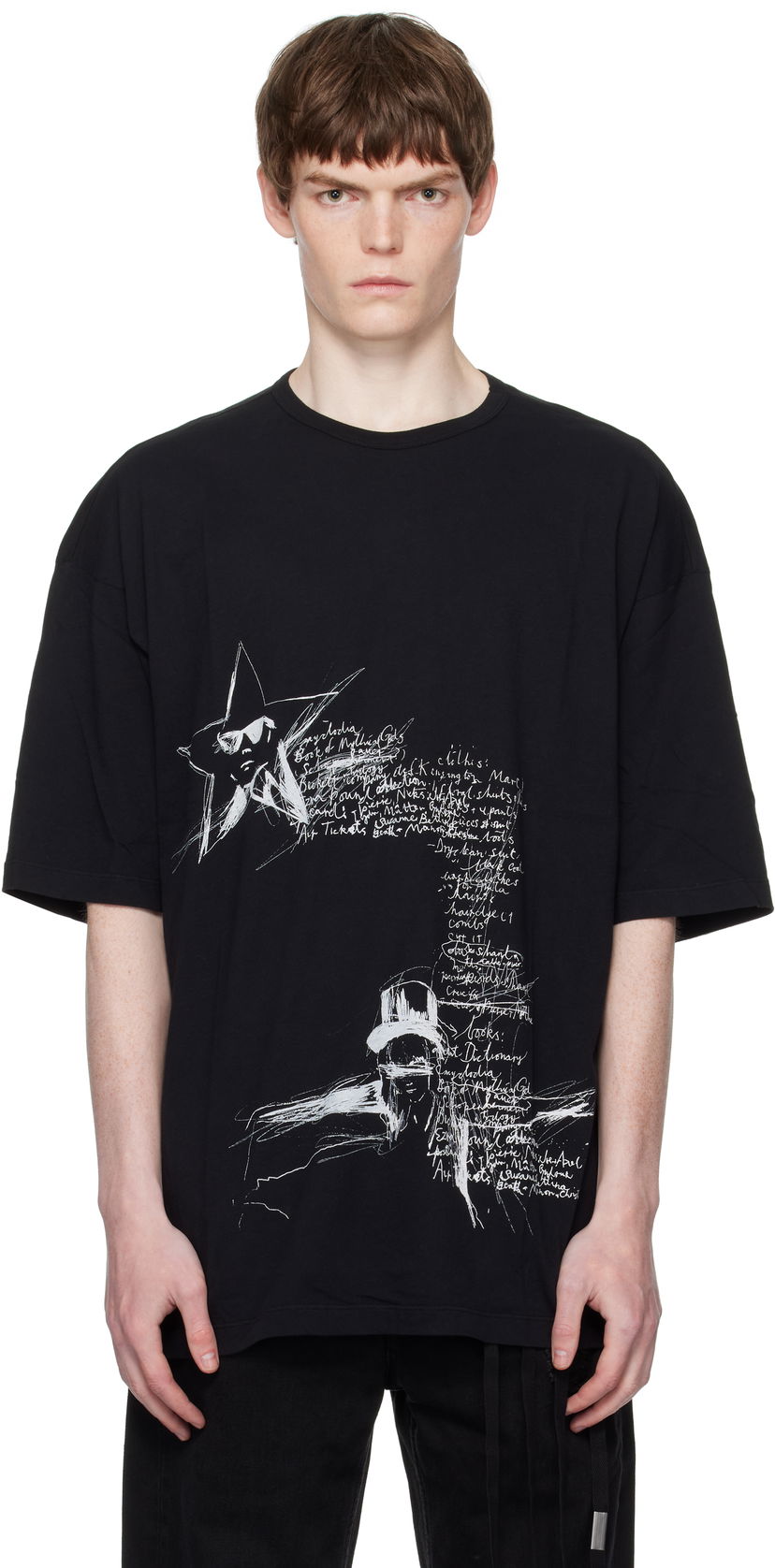 Футболка Ann Demeulemeester Ann Demeulemeester Dieter Sketchbook Graphic T-Shirt чорний | B0012878-FA206-099