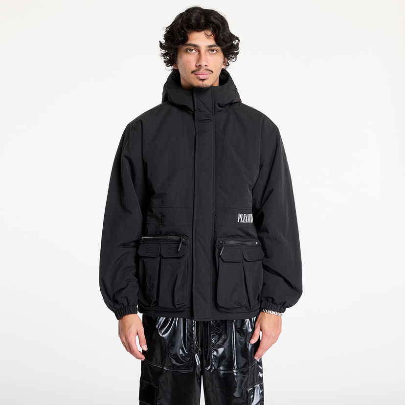 Парка Pleasures Run Hooded Black Jacket чорний | P24W014 BLACK