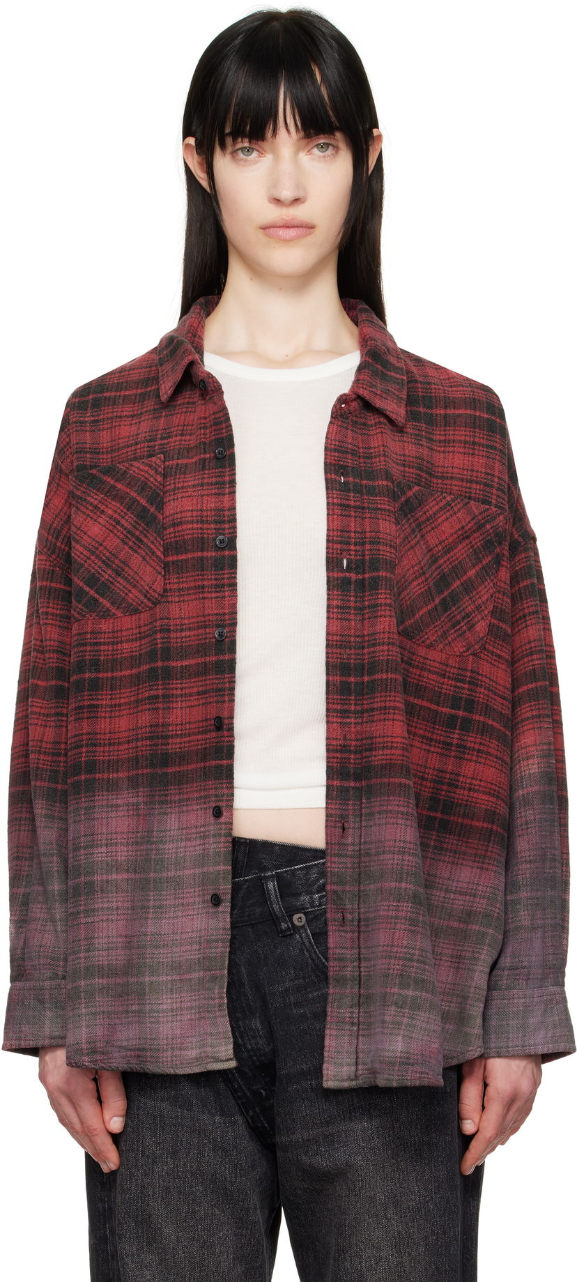 Сорочка R13 R13 Dip-Dye Plaid Overshirt Червоний | R13WR015-R460B