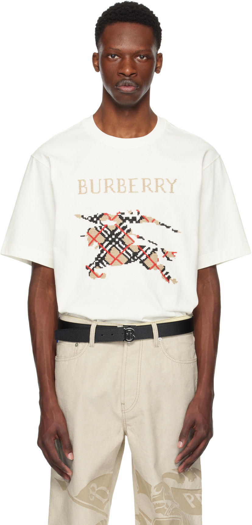 Футболка Burberry Cross Stitch EKD Cotton T-Shirt білий | 8110116
