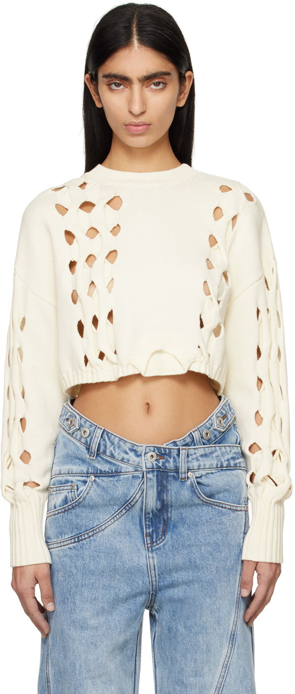 Cветр Feng Chen Wang Feng Chen Wang Cutout Cropped Sweater білий | FWS17KT07