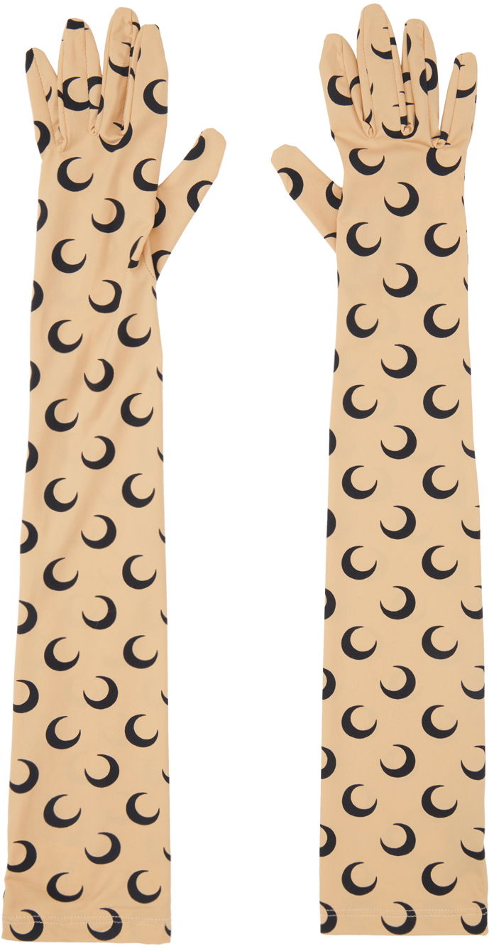 Рукавички Marine Serre Marine Serre All Over Moon Long Gloves бежевий | A004ICONWFW22