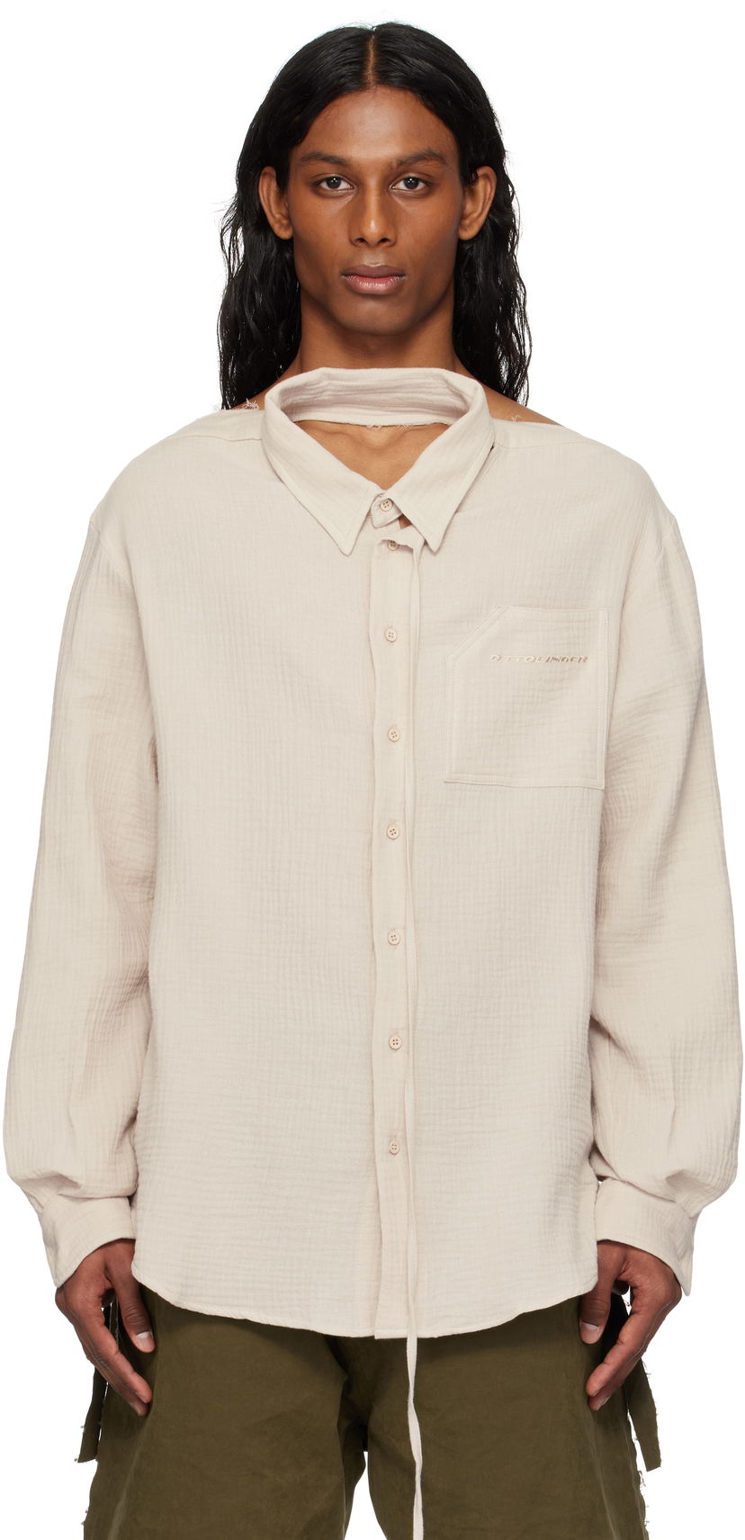 Сорочка Ottolinger Ottolinger Oversized Cut-Out Mousseline Shirt бежевий | 111-400411-01