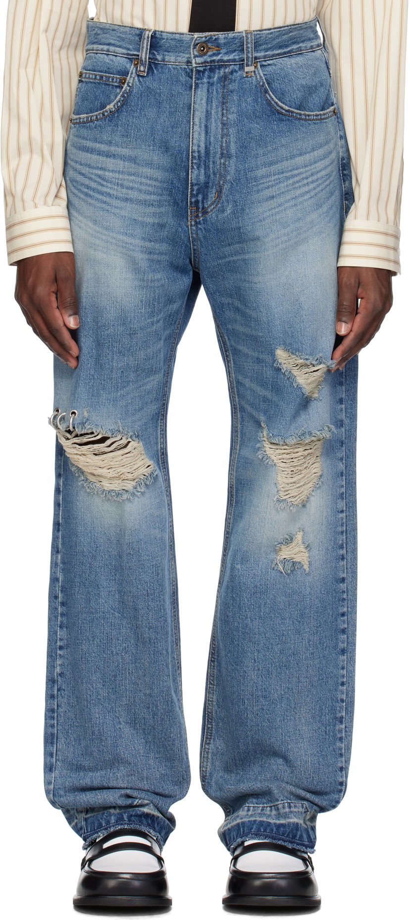Джинси We11done We11done Distressed Jeans Синій | WD-DP0-25-333-M-BL