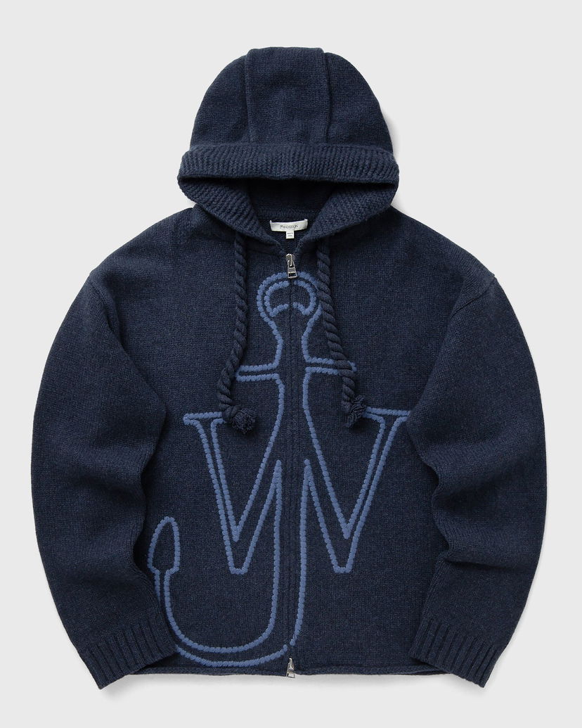 Світшоти JW Anderson JW Anderson Anchor Embroidery Knitted Zip Hoodie темно-синій | KW1429-YN0412-768