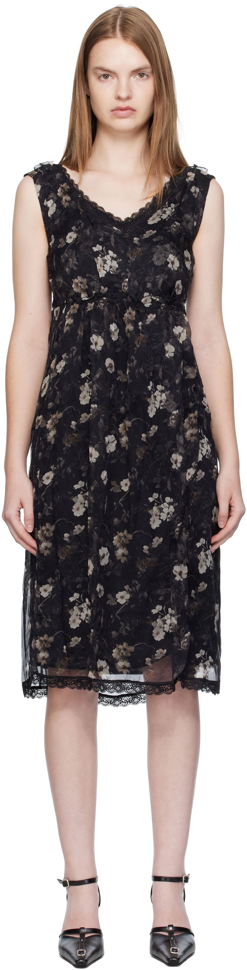 плаття R13 R13 Sleeveless V-Neck Floral Midi Dress чорний | R13WR476-R589A