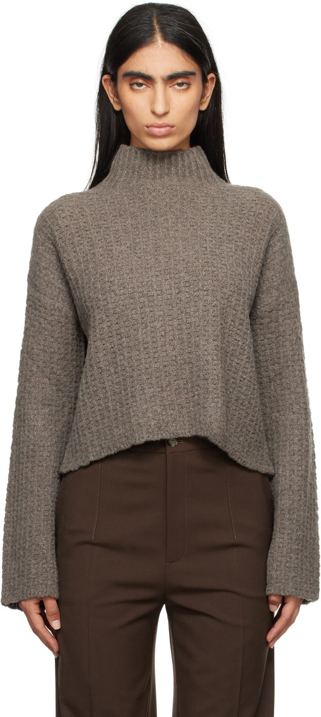 Cветр Loulou de Saison Loulou de Saison Kris Cropped Turtleneck Sweater Коричневий | KRIS