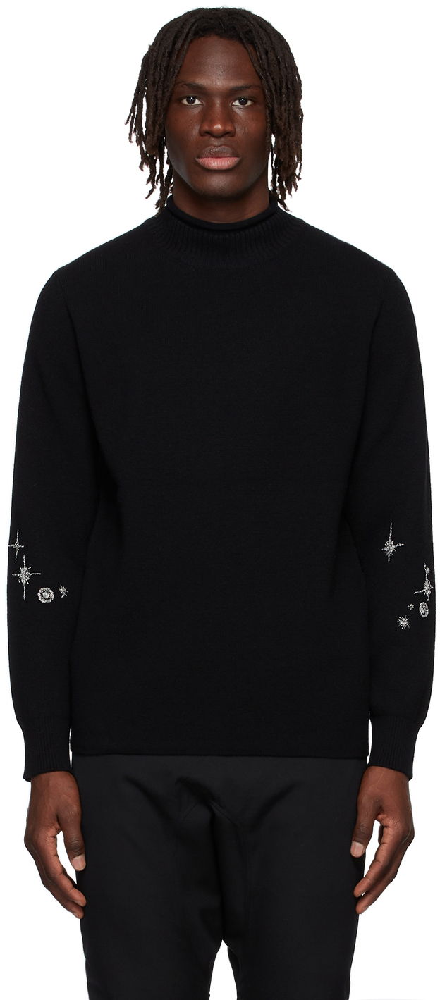 Cветр We11done Cashmere Star Embroidered Turtleneck Sweater чорний | WD-KT1-22-646-U-BK