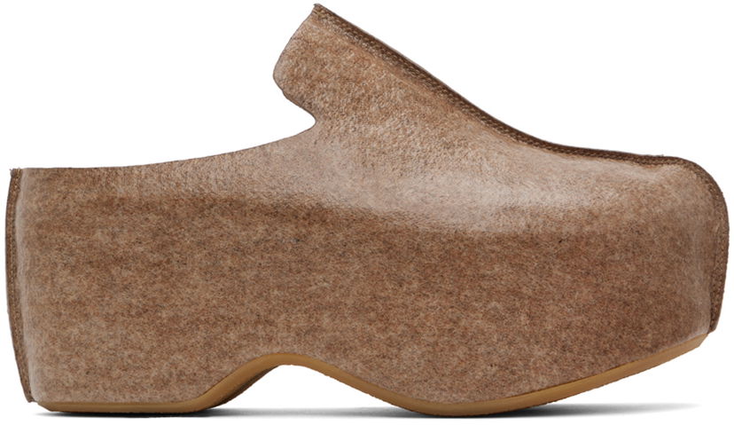 Одяг JW Anderson JW Anderson Laminated Felt Platform Clogs Коричневий | ANM42500D