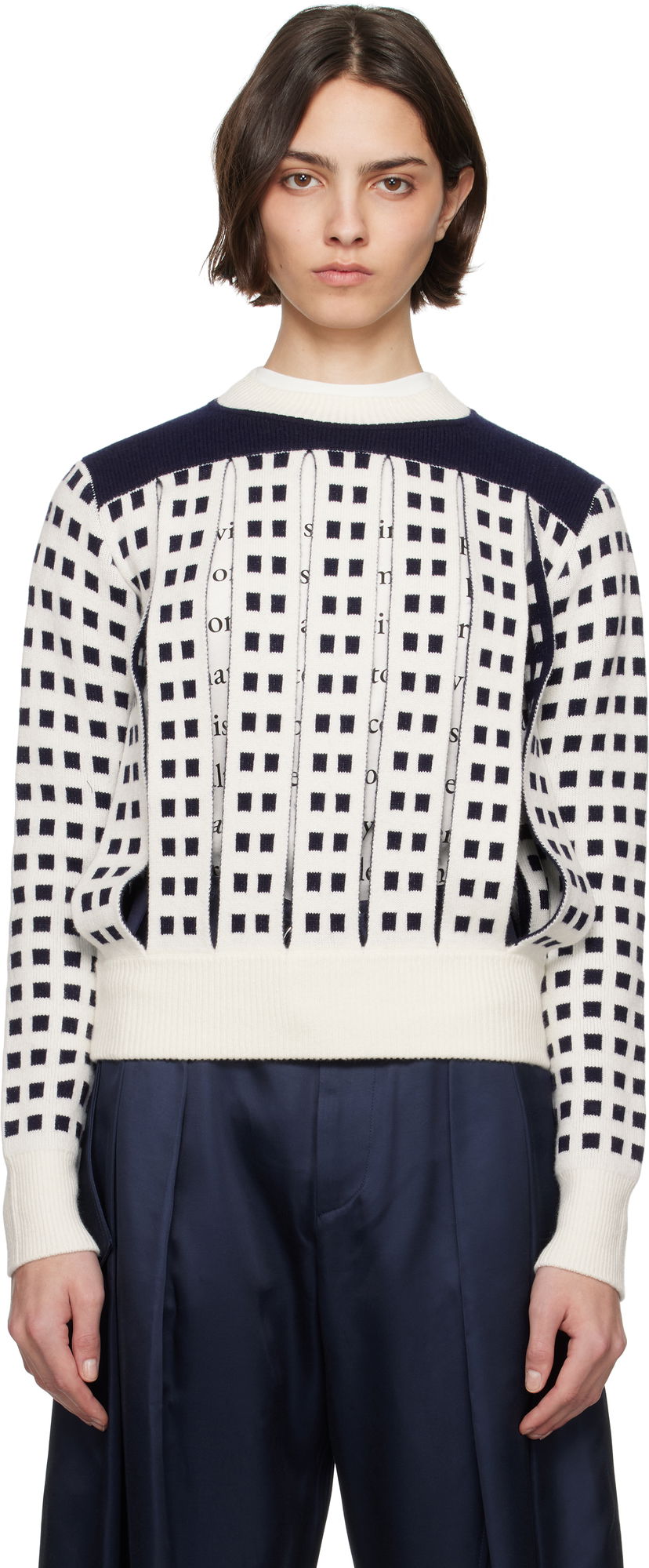 Cветр JW Anderson JW Anderson Jacquard Panel Slit Sweater білий | KW1410-YN0438