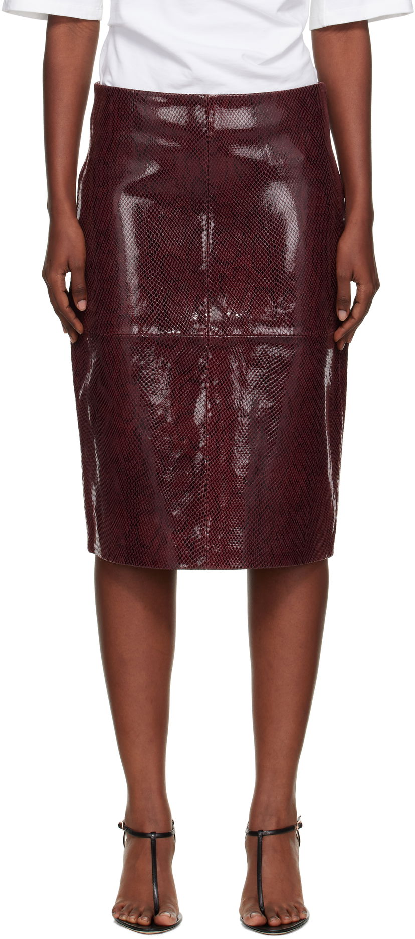 Спідниця Róhe Róhe Snake Leather Midi Skirt Бордовий | 416-32-166