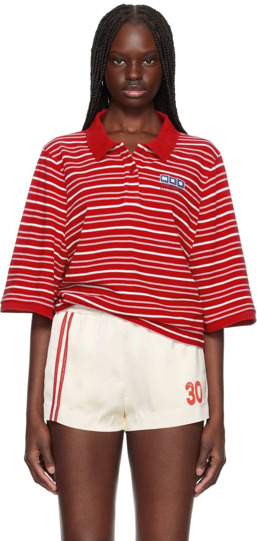 Сорочка поло Martine Rose Martine Rose Shrunken Striped Polo Червоний | 659JE02104O