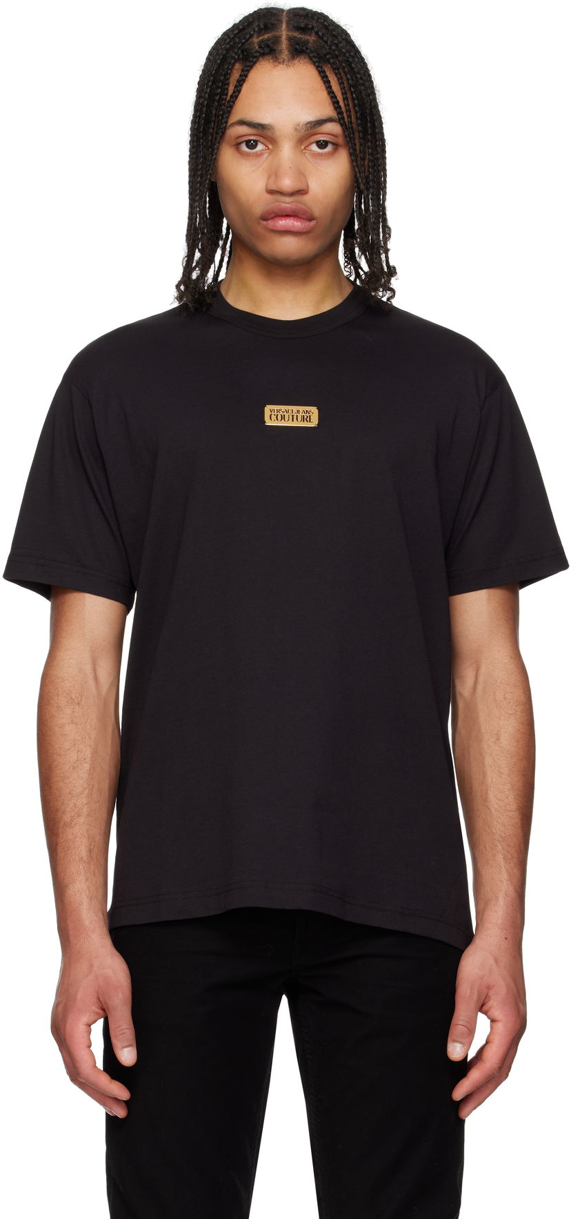 Футболка Versace Versace Jeans Couture Logo T-Shirt чорний | E78GAHT08_ECJ00T