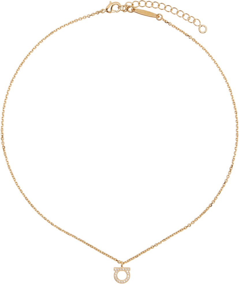 Кольє FERRAGAMO Salvatore Ferragamo Gancini Crystal Pendant Necklace Металік | 696654