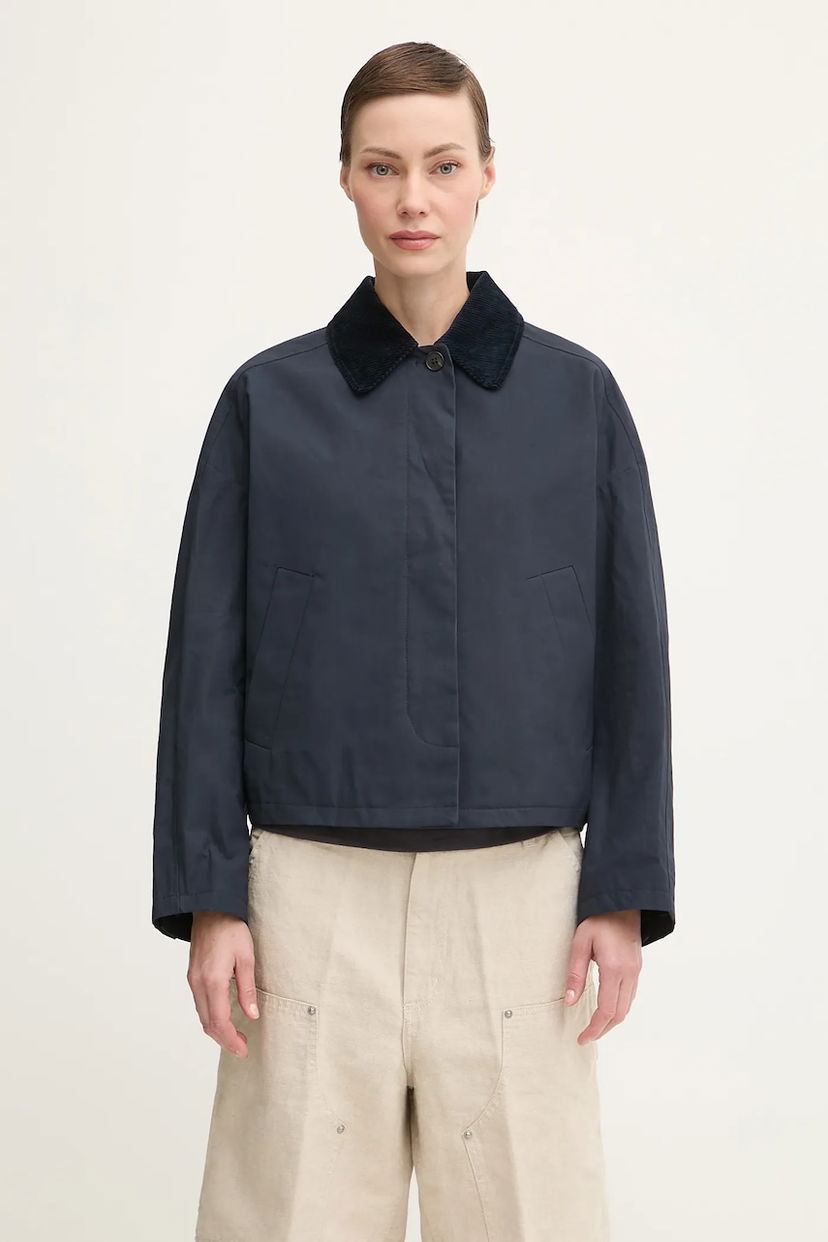 Куртка A.P.C. Becca Oversize Cropped Transitional Jacket with Corduroy Collar темно-синій | COHIL.F02990