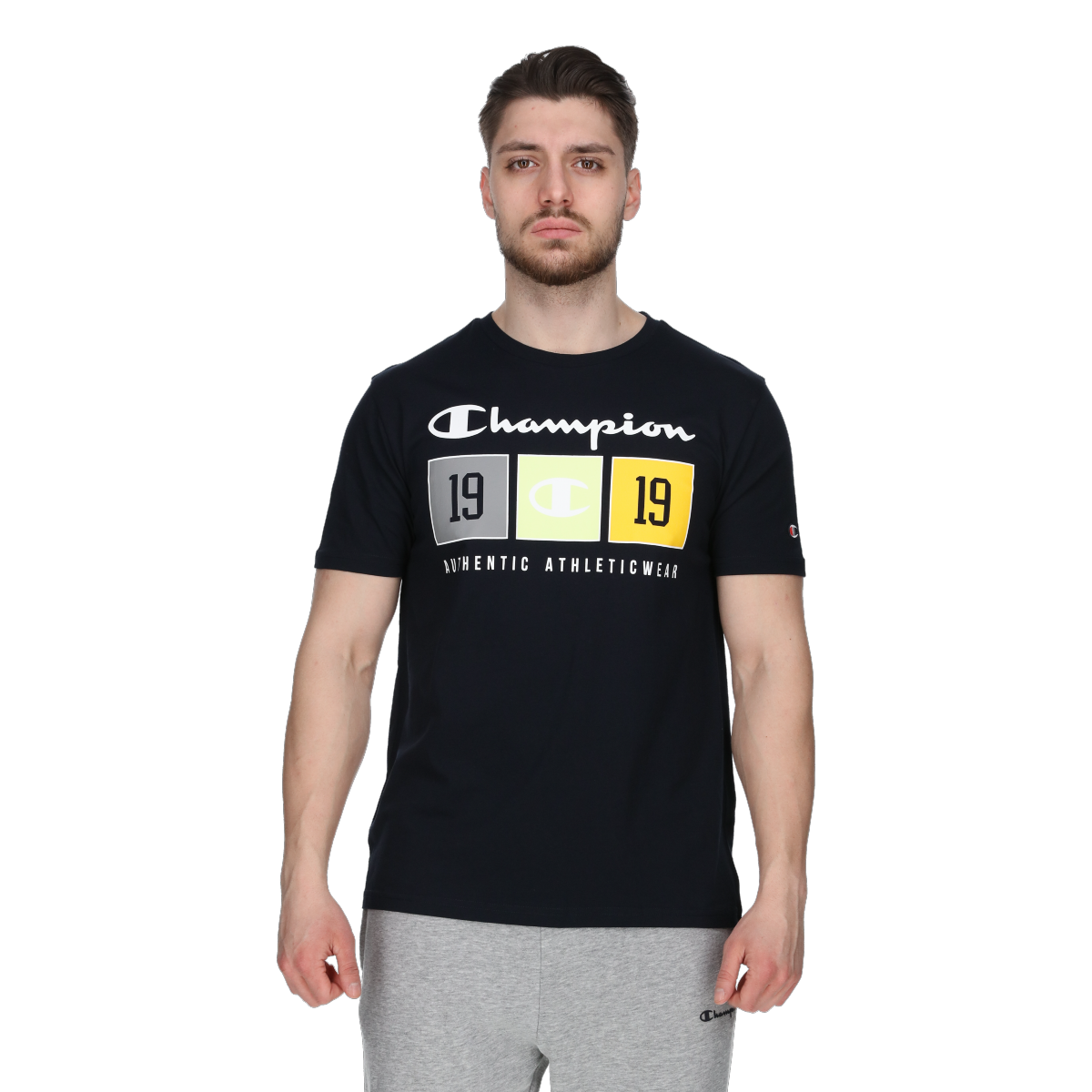 Футболка Champion Crewneck T-Shirt with 'Authentic Athleticwear' Block Graphic чорний | 221479-BS501, 0