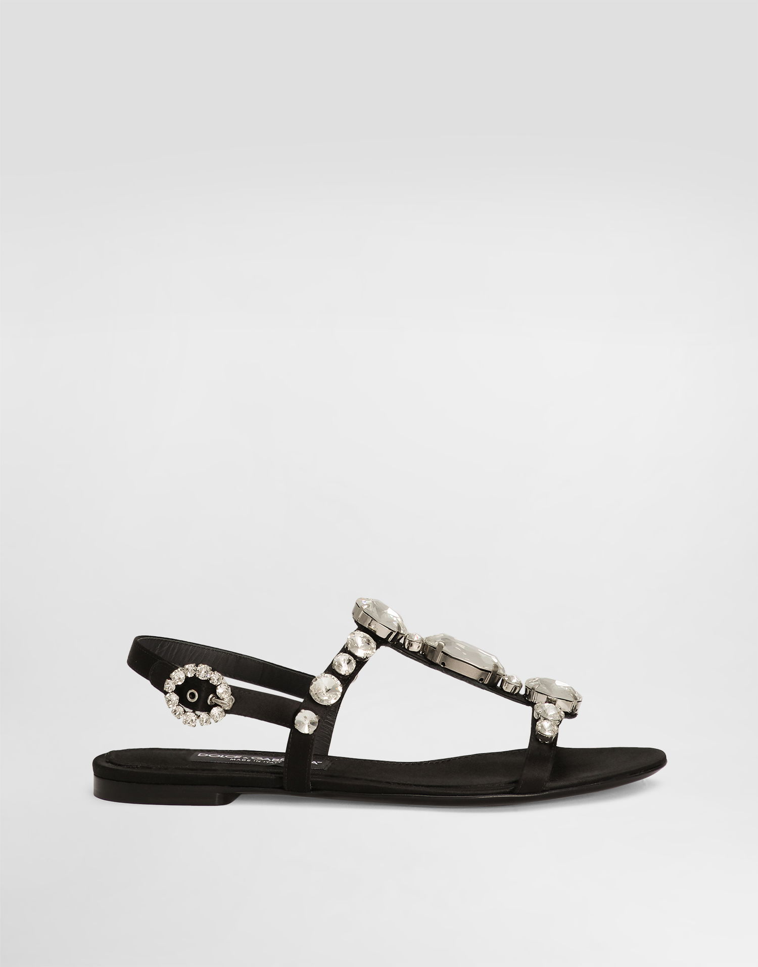 Кросівки та взуття Dolce & Gabbana Satin Sandals With Gemstone Embellishment чорний | CQ0601A9T438S488, 0