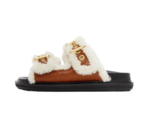 Кросівки та взуття Marni Shearling Fussbett 2 Sandals білий | FBMS014501 P5045