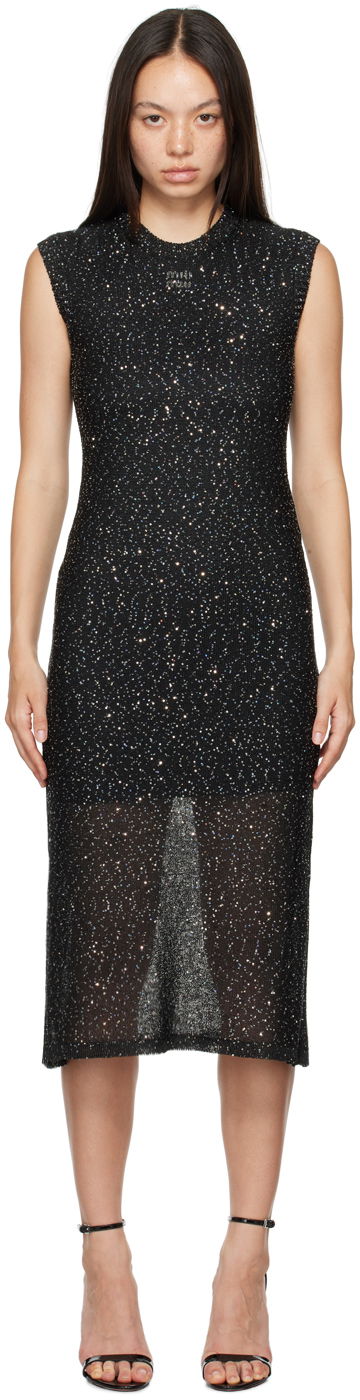плаття MSGM Black Glitter Midi Dress чорний | 3741MDA195 247784