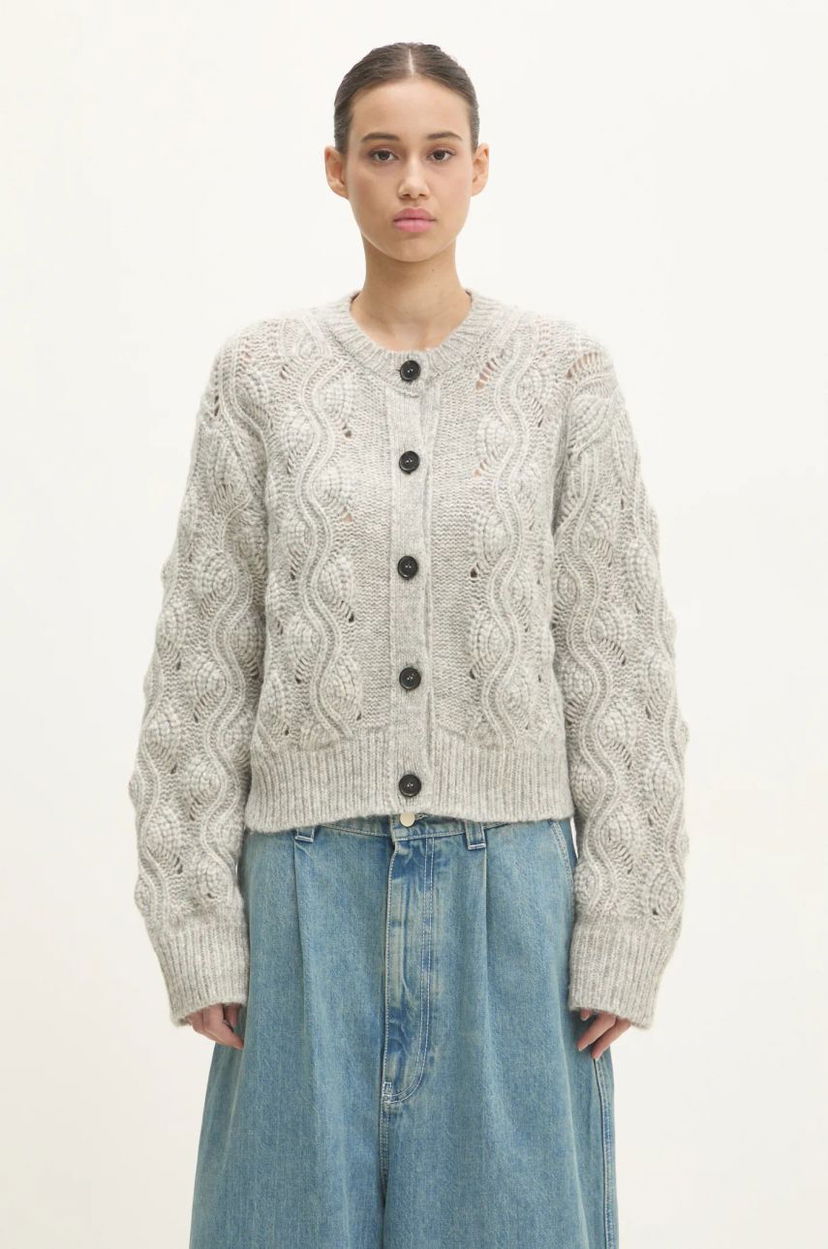 Cветр Samsoe Samsoe Knitted Cardigan Сірий | F24400095