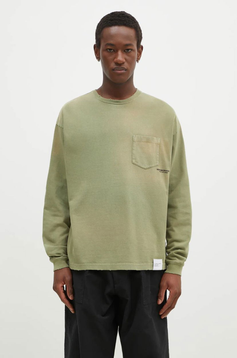 Футболка Neighborhood NEIGHBORHOOD Long Sleeve T-Shirt Зелений | 242FPNH.CSM15