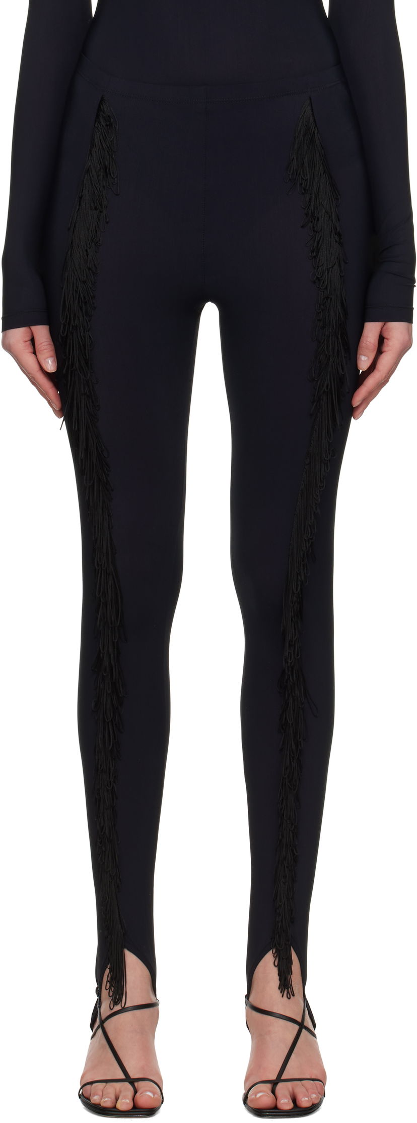 Легінси Maison Margiela MM6 Maison Margiela Fringe Stirrup Leggings чорний | S52KA0525 S20518