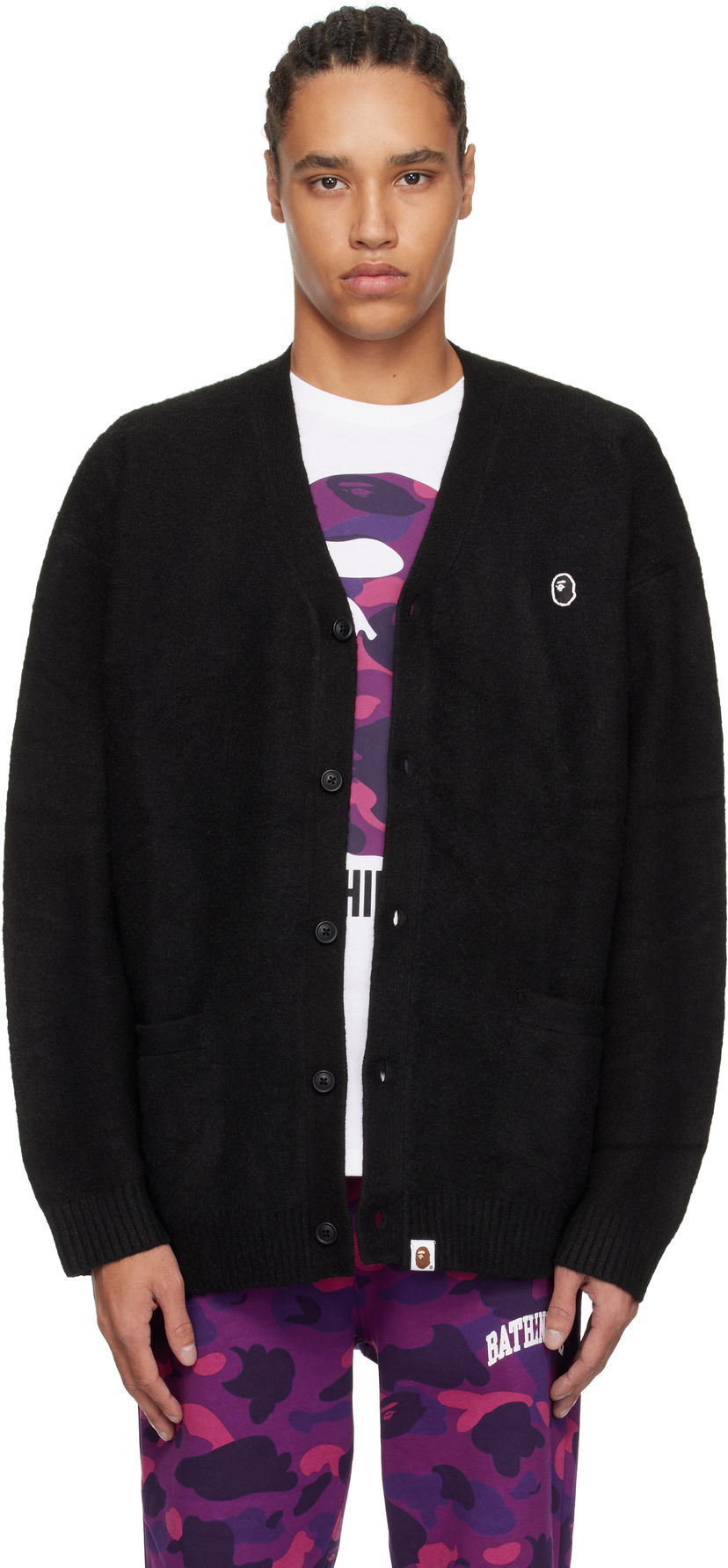 Cветр BAPE A Bathing Ape One Point Hairy Yarn Cardigan чорний | 001KNK801004M