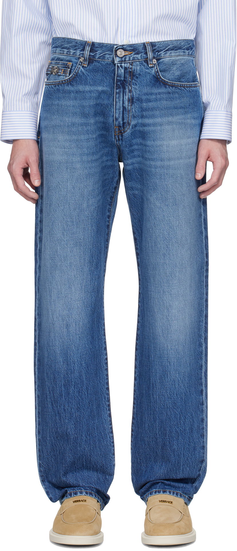 Джинси Versace Versace Loose-Fit Jeans Синій | 1017775_1A13585