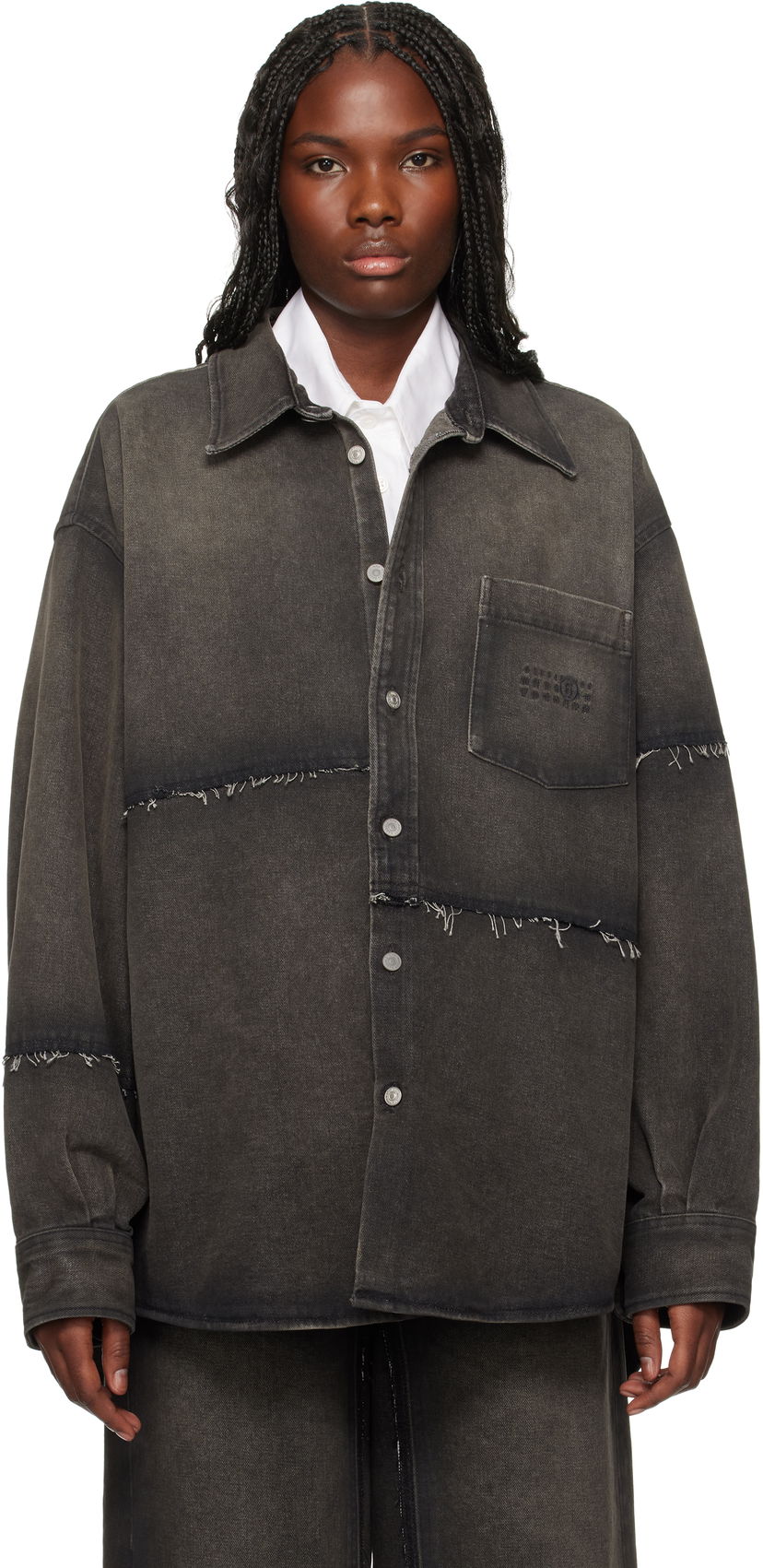 Сорочка Maison Margiela MM6 Maison Margiela Long-Sleeved Reconstructed Denim Shirt чорний | SH2DT0009 S30848
