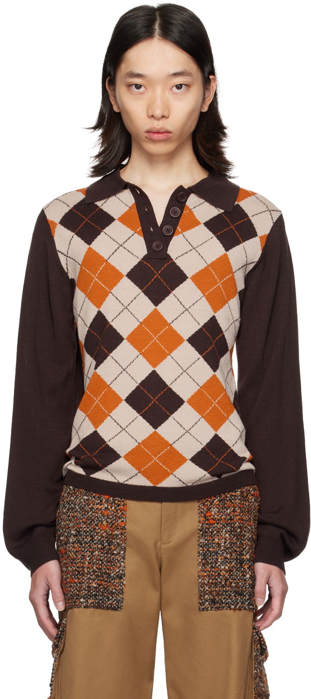 Сорочка поло Anna Sui Anna Sui Argyle Polo Коричневий | 624P20