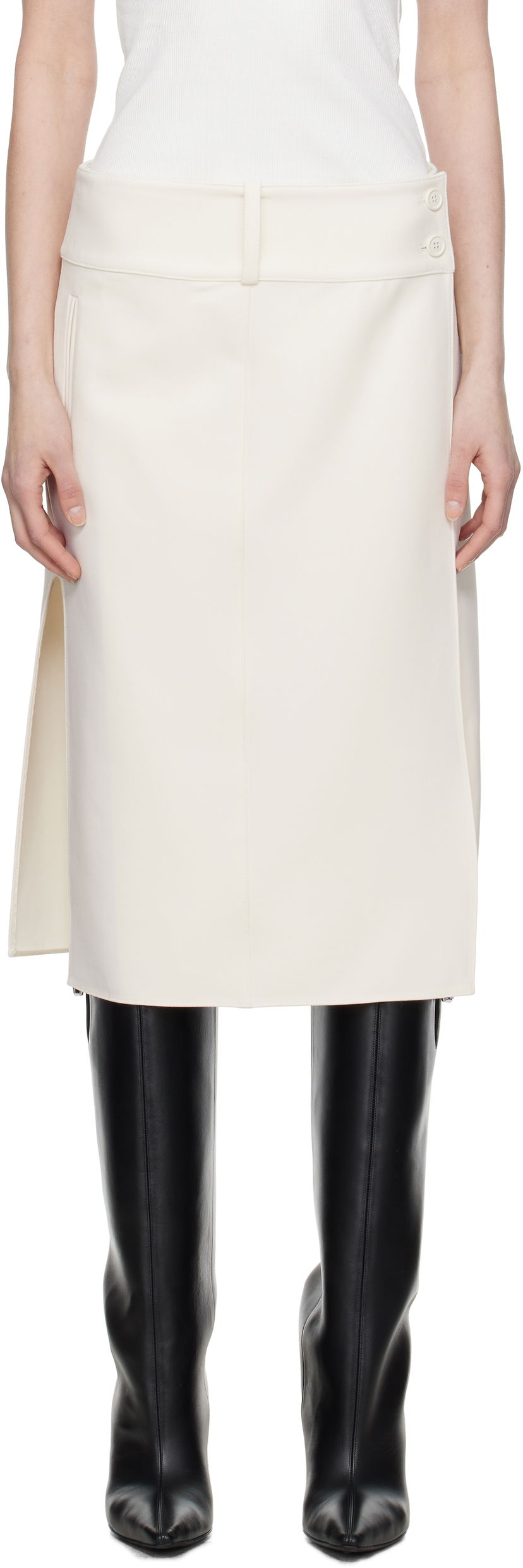 Спідниця Courrèges Courrèges Belted Slit Midi Skirt білий | 125CJU221PL0170