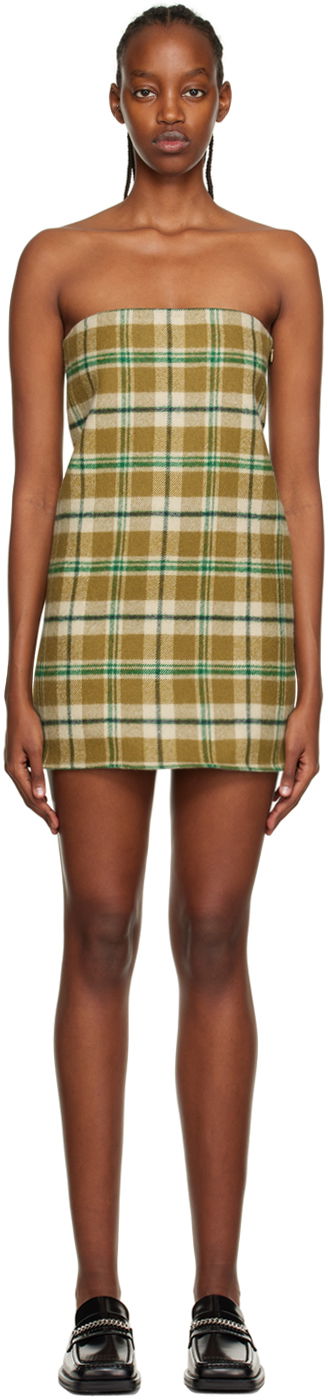 плаття We11done We11done Plaid Strapless Mini Dress Коричневий | WD-OP3-22-219-W-KK
