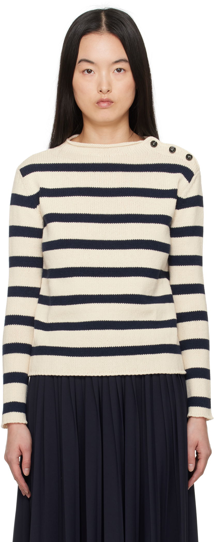 Cветр Max Mara Weekend Max Mara Vibo Striped Knit Sweater бежевий | 2515361201600
