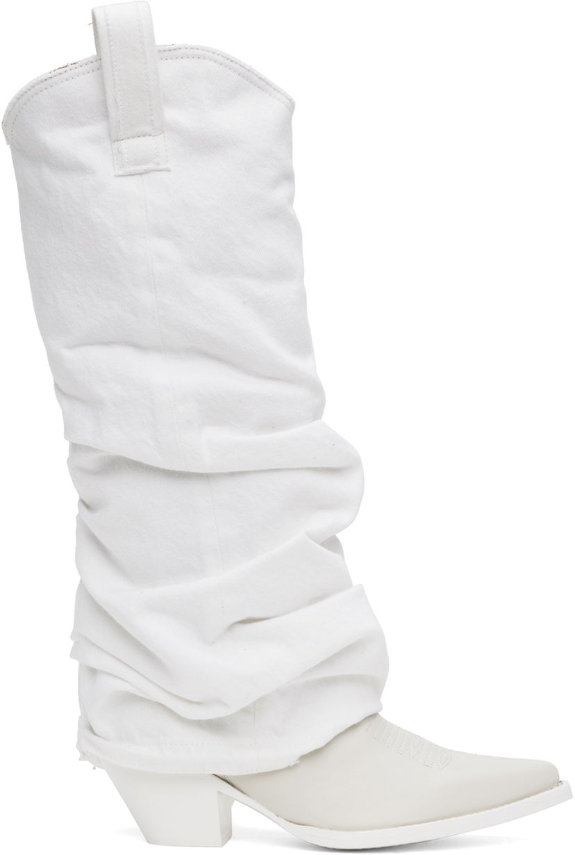 Одяг R13 R13 Mid Cowboy Denim Sleeve Boots білий | R13S0107-WHT
