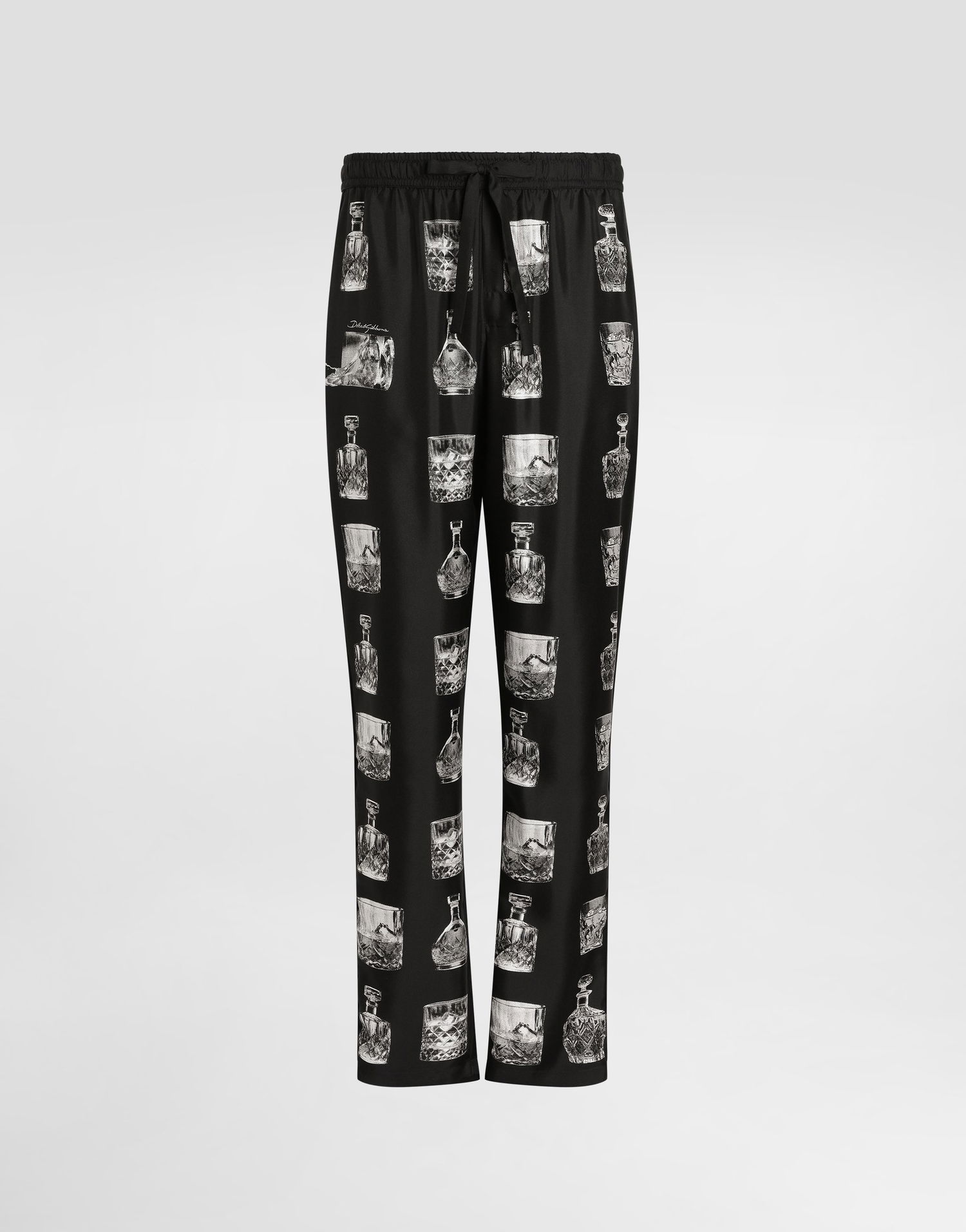 піжами Dolce & Gabbana Silk Pajama Pants With Whiskey Print чорний | GVCRATHI1V0HN5IA, 0