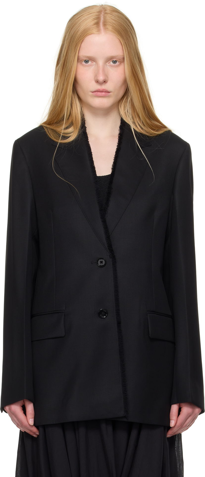 Куртка TOTEME TOTEME Raw Lapel Blazer чорний | 253-WRZ0054-FB0435