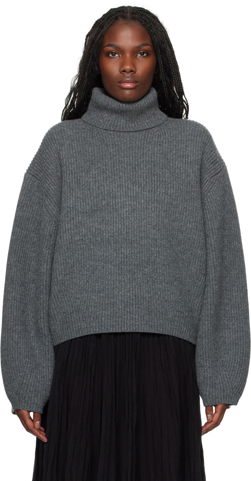 Cветр TOTEME TOTEME Ribbed Turtleneck Sweater Сірий | 244-WRT0394-YA0110