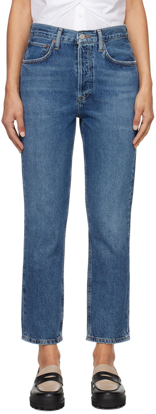 Джинси AGOLDE High Rise Straight Crop Jeans Синій | A056B-1604