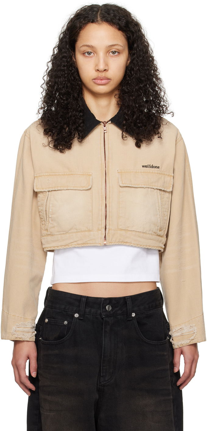 Куртка We11done We11done Distressed Cropped Jacket бежевий | WD-DJ0-24-309-W-BG