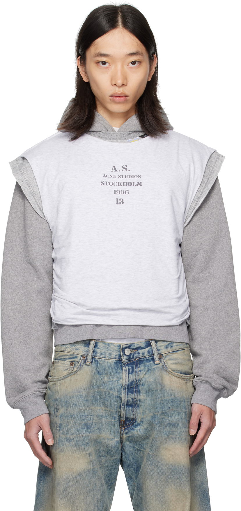 Світшоти Acne Studios Acne Studios Layered Hoodie Сірий | BI0216-