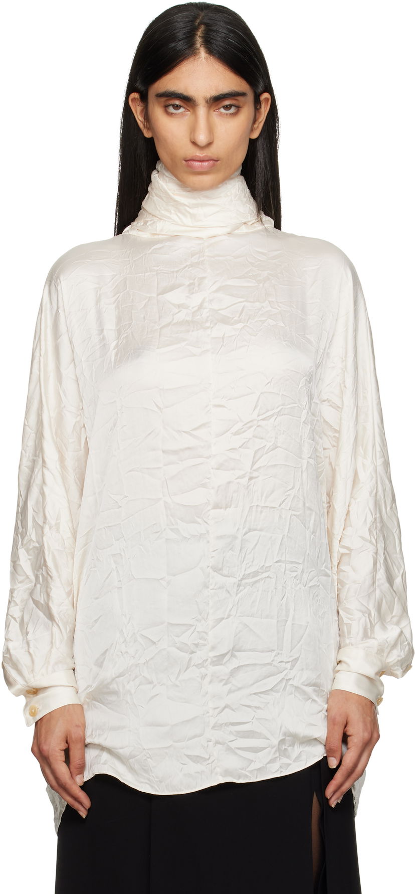 Сорочка Khaite Textured Turtleneck Top білий | 23564116