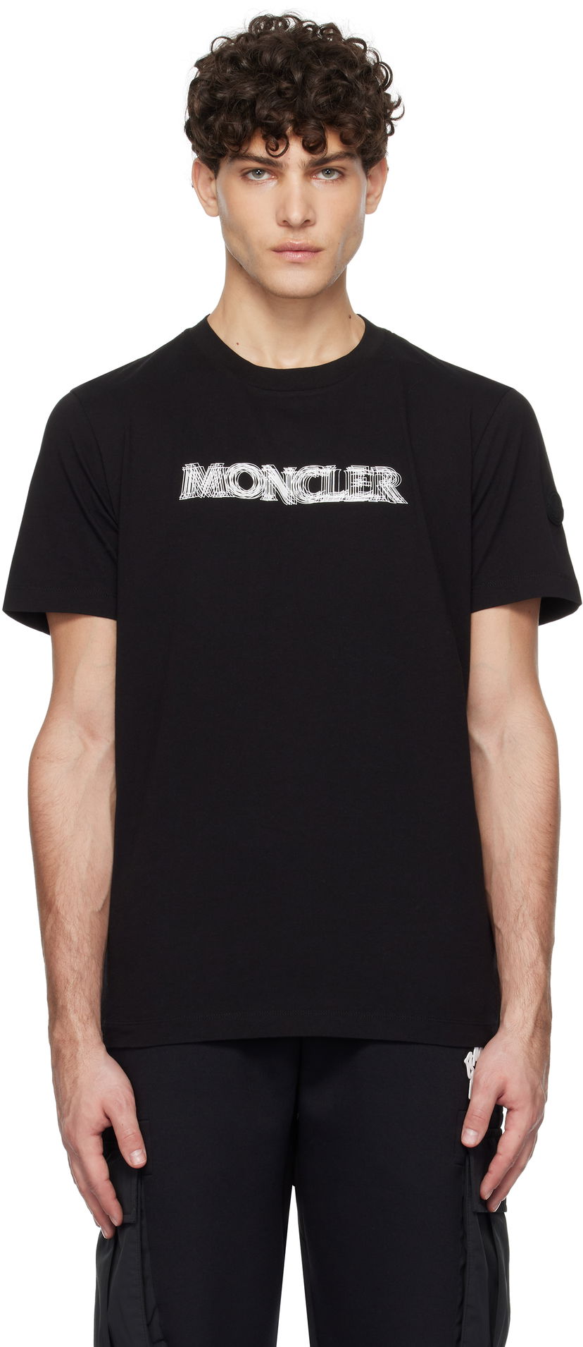 Футболка Moncler Short Sleeve T-Shirt with Logo Print чорний | K10918C0000589A17