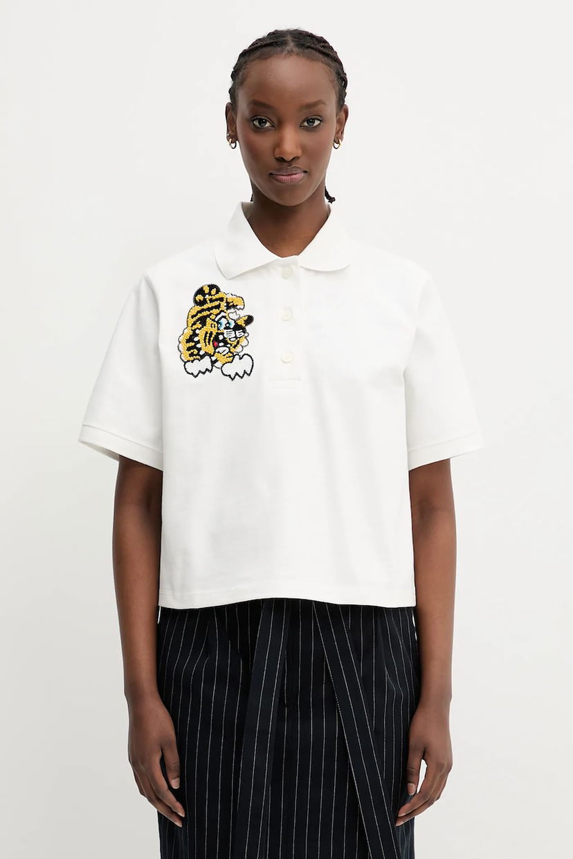 Сорочка поло KENZO Kenzo Cropped Tiger Polo Shirt білий | FF52TS1704SB.02