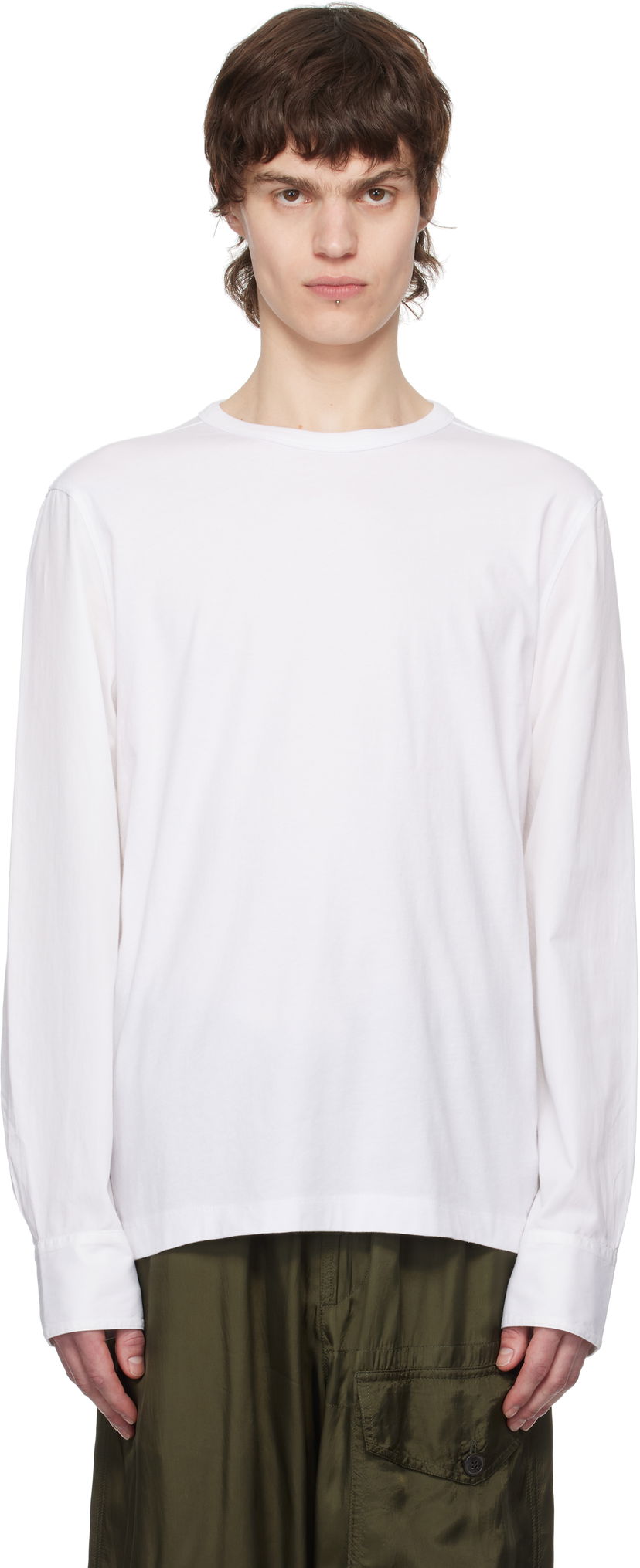 Футболка Dries Van Noten Dries Van Noten Paneled Long Sleeve T-Shirt білий | 251-021106-1600